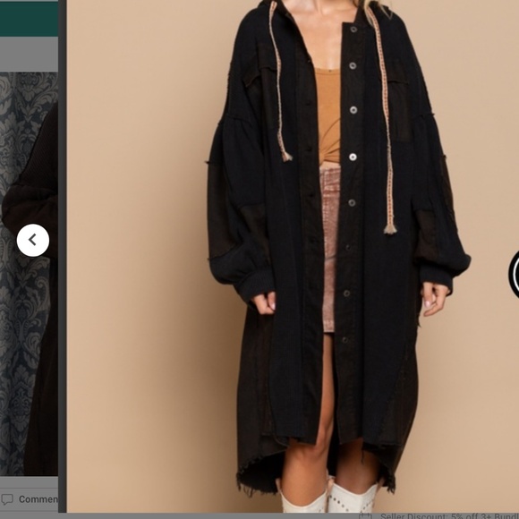POL Long Waffle Knit Button Down Cardigan with Hood BR56 - Picture 1 of 7